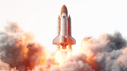 Naklejka premium Rocket Launching Into the Sky