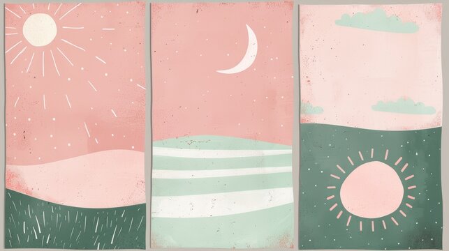 60s, 70s, 80s retro banners set. Colorful retrowave striped vintage sun burst. retro. Illustrations