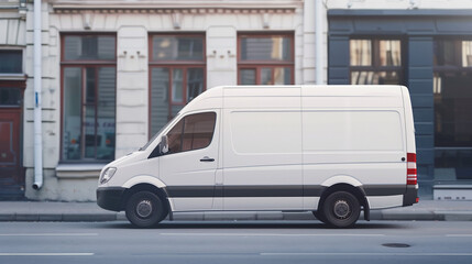 White Van Parked in Front of Building