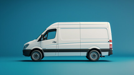 Photo of White Van Parked on Top of Blue Floor
