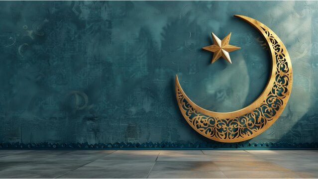 Star and crescent - symbol of Islam flat icon for apps and websites. islam element in flat simple style