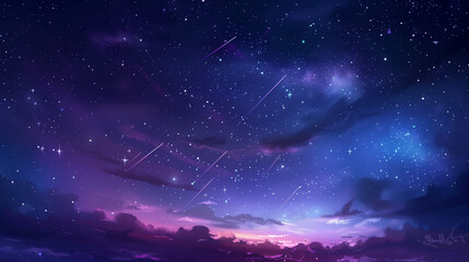 Fototapeta premium Starry Night Sky With Clouds