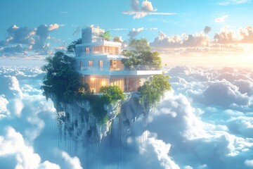 Dreamy House Above the Clouds