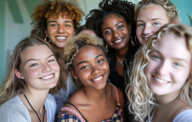 Fototapeta premium Selfie of teen girls enjoying day together for Friend's Day