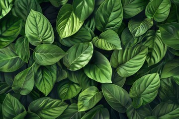 Green leaves pattern background, Natural background and wallpaper - generative ai