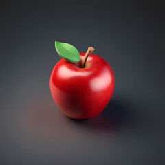 Single vibrant red apple on a black background, minimalist concept