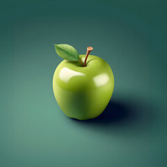 Single green apple on a mint background, healthy food concept