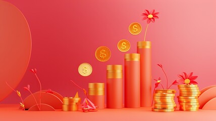 investment graph 3d illustration of positive investments
