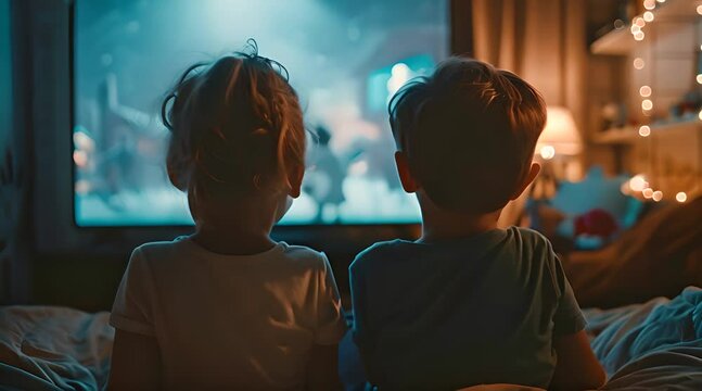 brother and sister are watching television