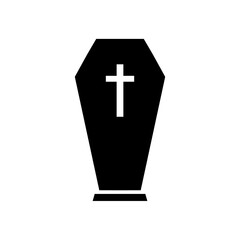 Obraz premium Coffin icon with cross emblem isolated on white background 