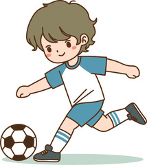 Little kid playing soccer illustration