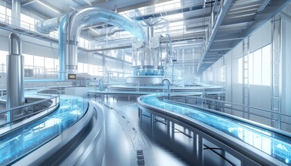 Fototapeta premium Modern milk processing facility, ensuring quality and efficiency in production. 🥛🏭 #ScaleMilk #Efficiency