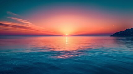 Fototapeta premium A simple yet powerful minimalist sunrise over a calm sea