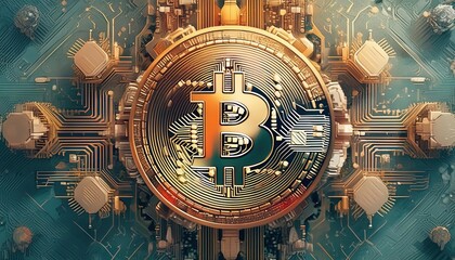 Bitcoin Cryptocurrency Circuit Technology Concept