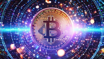 Bitcoin Digital Currency in Futuristic Space