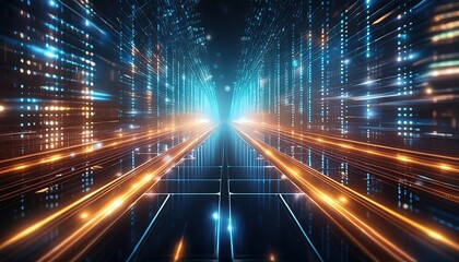 Futuristic Digital Data Stream Pathway