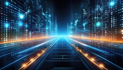 Obraz premium Futuristic Digital Data Stream Landscape