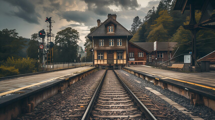 Fototapeta premium A portrait of old train station
