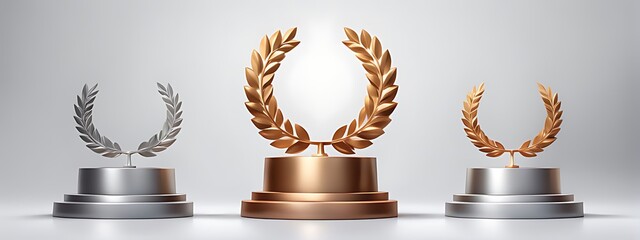  Winner award podium prize silver gold trophy win champion pedestal first stage bronze sport. Podium background winner 3d award ceremony medal platform laurel best place second third design light even