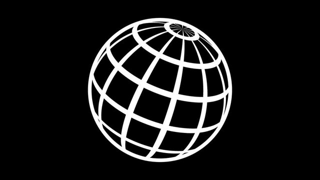 world globe icon rotation animation line, planet