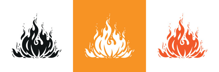 Fire Flame. Campfire. Hand drawing. Vector illustration.