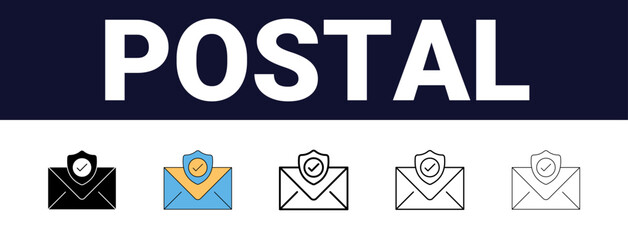 Different style c postal service outline icons with Editable stroke. postal service, delivery, mail, post. Editable, filled, outline, line and stroke style can be used for web, mobile, ui,	