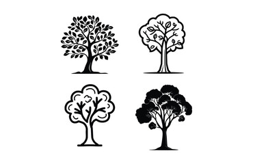 tree icon set flat vector illustration.