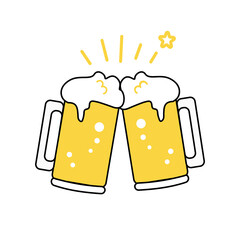 ジョッキビールで乾杯　イラスト
