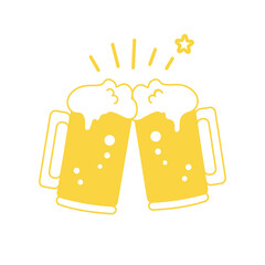ジョッキビールで乾杯　イラスト