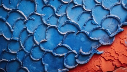 Fototapeta premium Abstract Blue and Red Textured Wall Art