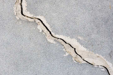 A crack in the concrete is visible