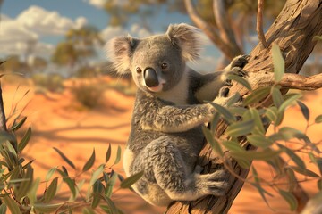 a cute koala in the desert