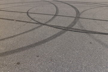 tire tracks during dangerous driving on the road