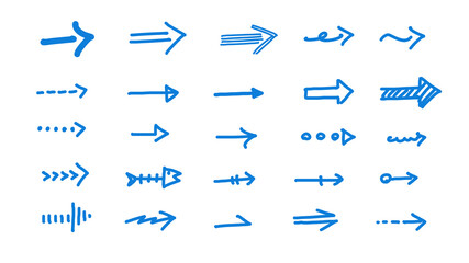 手描き矢印セット・青