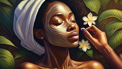a Beautiful woman getting a facial in spa treatment. advertisement concept for skincare treatment.