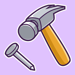 hammer and nail cartoon digital sticker