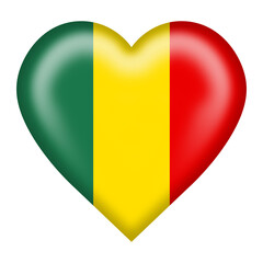 Mali flag heart button with clipping path