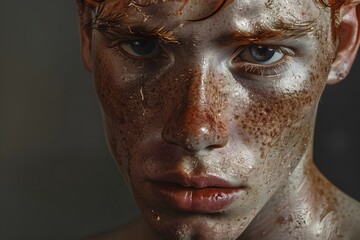 Intense Freckled Male Portrait