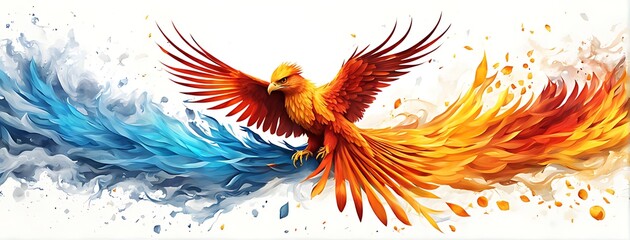  Phoenix bird fire fantasy firebird abstract magic 3D eagle animal. Phoenix bird fire tale character 