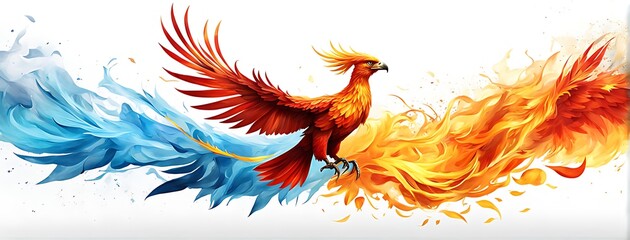  Phoenix bird fire fantasy firebird abstract magic 3D eagle animal. Phoenix bird fire tale character 