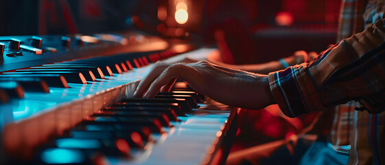 a composer making music with piano