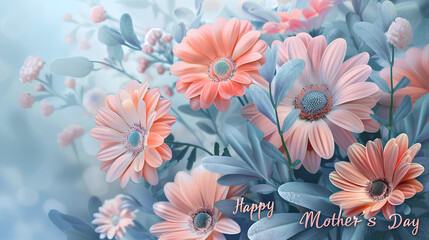 A delightful Mother's Day card featuring soft pastel flowers and elegant "Happy Mother's Day" message