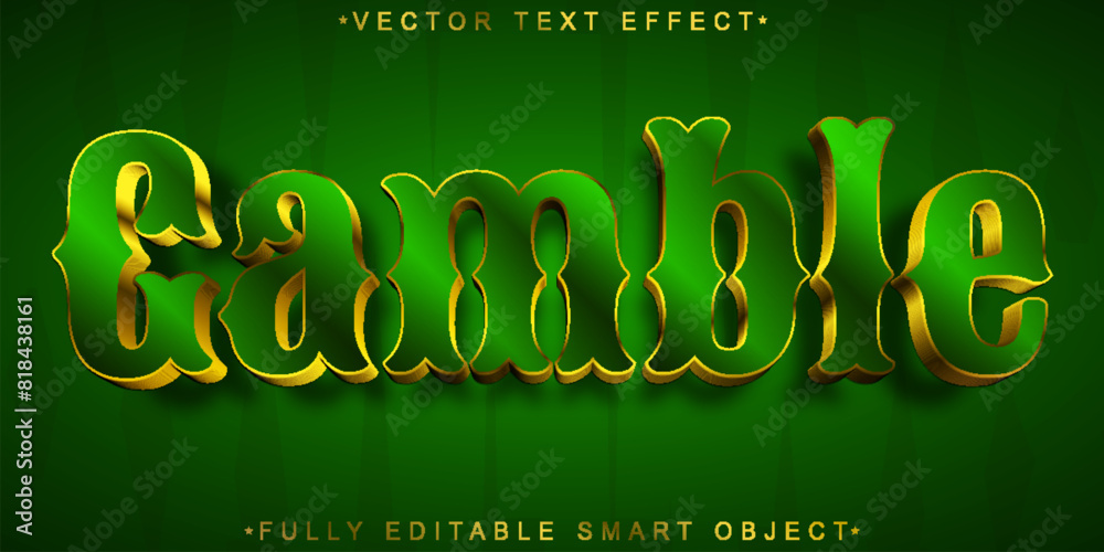 Poster golden gamble vector fully editable smart object text effect