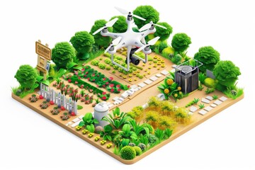 Transformations in tulip fields through drone technology and 5G farming focus on enhancing soil health in an eco friendly manner, shown in vectors