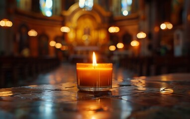 Sacred eve of Holy Saturday, a lone candle flickers, mystery and patience blend