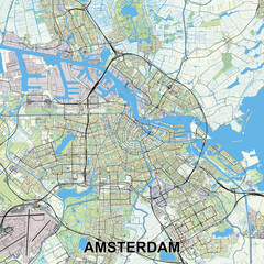 Amsterdam, Netherlands map poster art