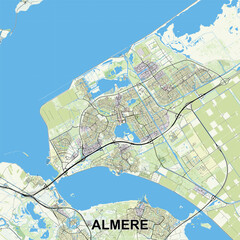 Almere, Netherlands map poster art