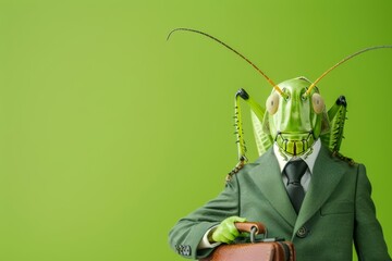 A grasshopper in a business suit
