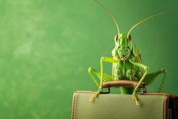A grasshopper in a business suit