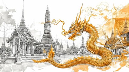 Fototapeta premium A sketch illustration on a white background showing detailed travel essentials